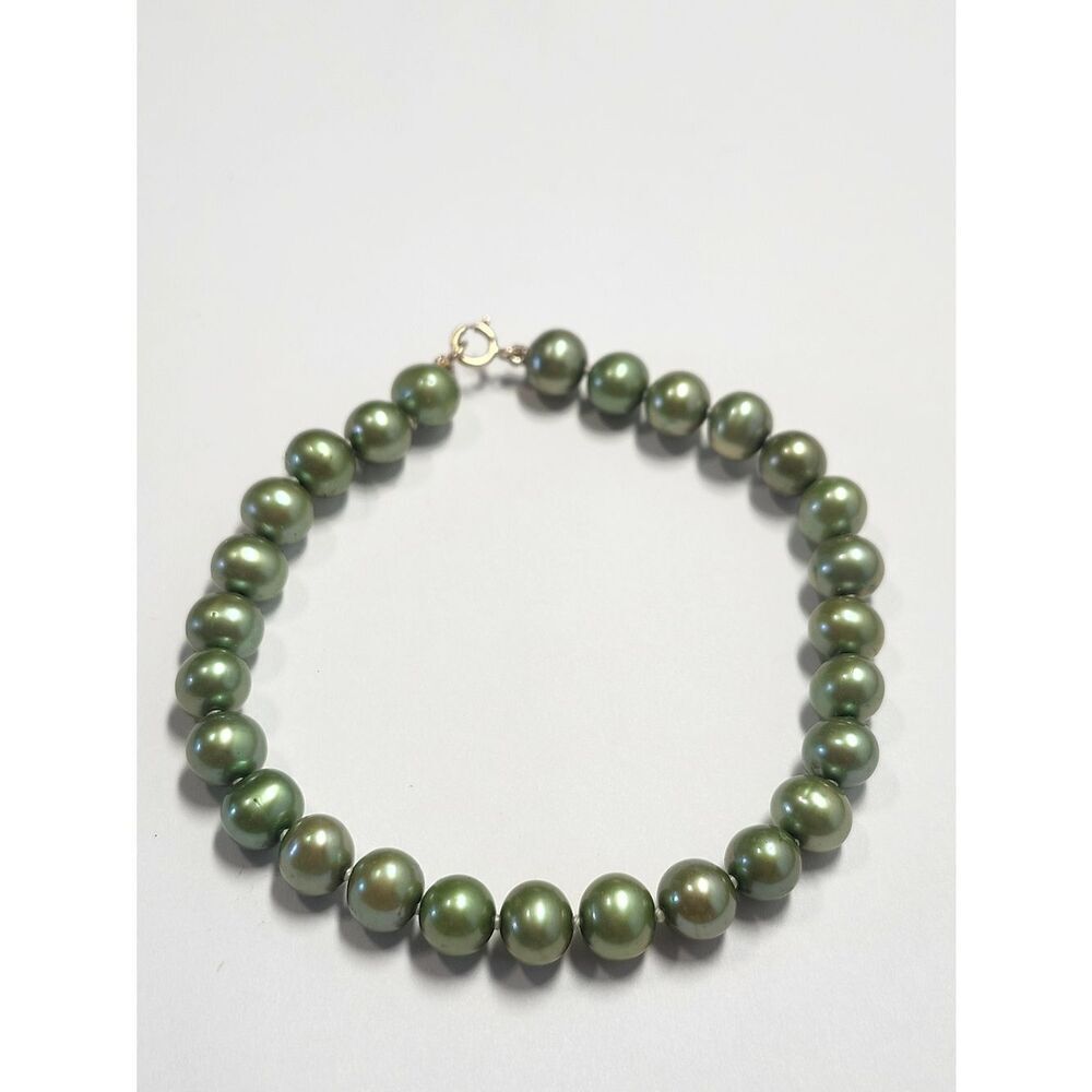 Green Pearl Bracelet 14K Clasp